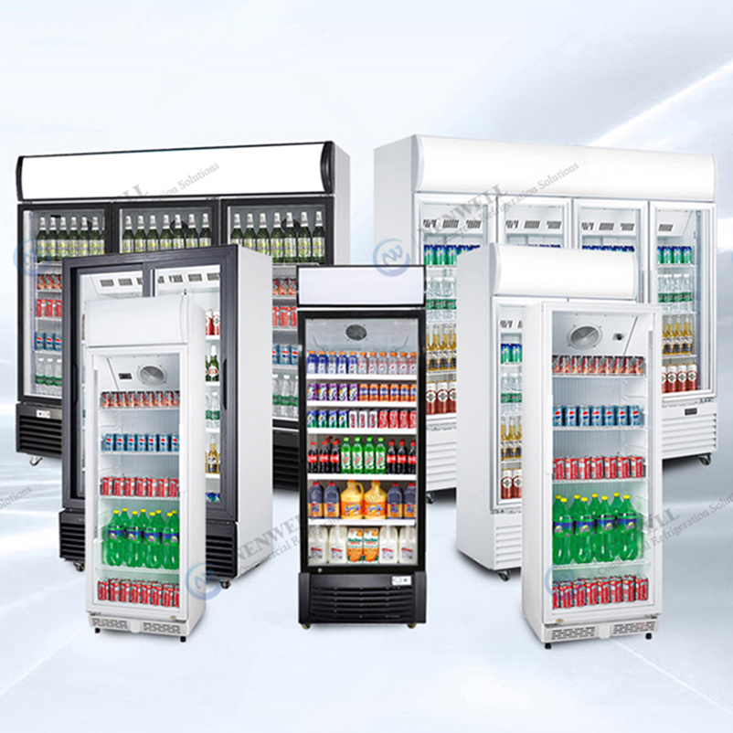commercial refrigerator with 4 glass doors